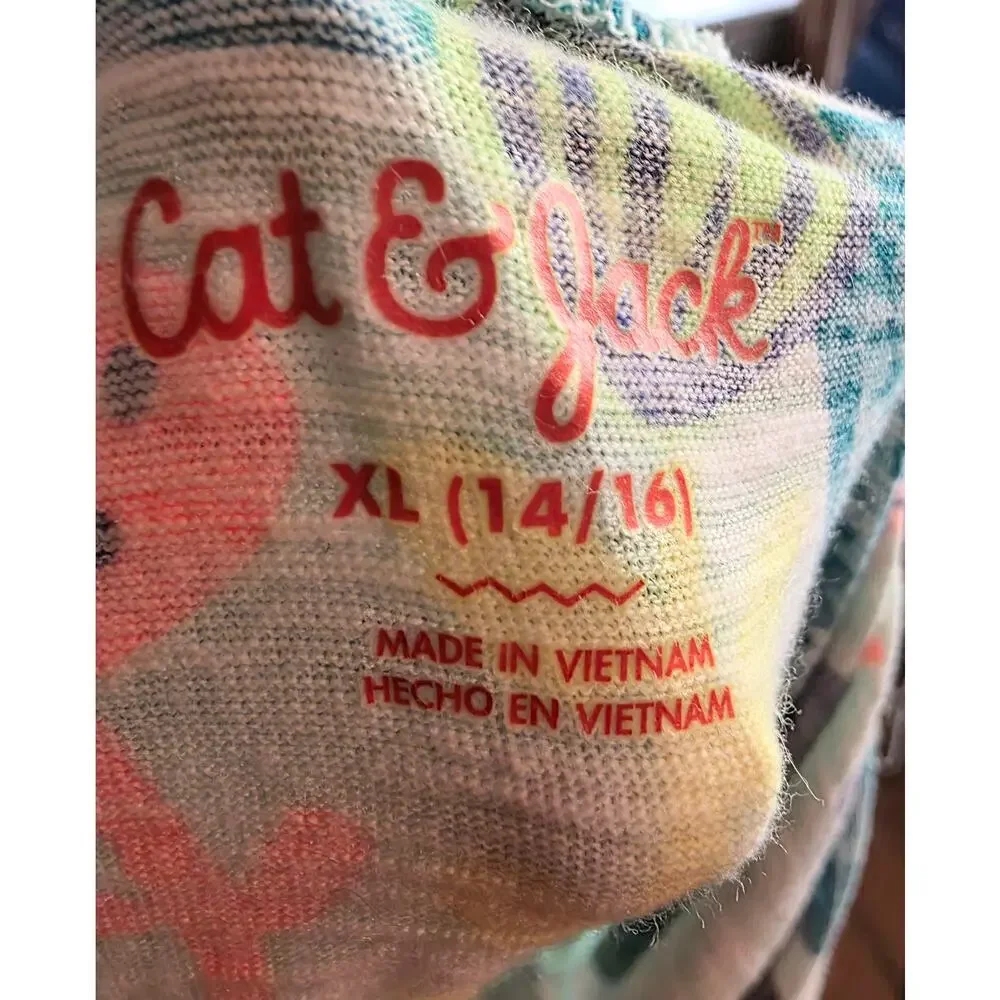 Cat & Jack Maxi Sundress Girl Size XL (14/16) Tropical Flamingo Spaghetti Straps